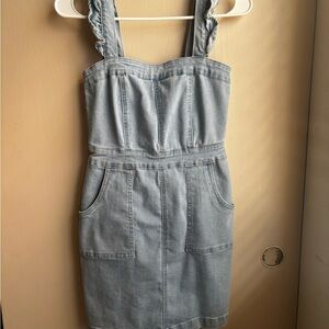 Forever 21 Light Blue Denim Mini Dress with Ruffled Straps